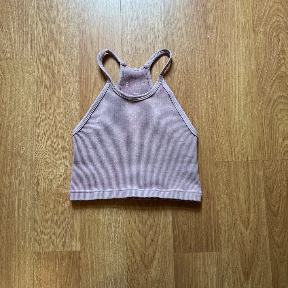 Free People Movement Happiness Runs Ribbed Crop Tank Top XS/S Mauve Yoga Running